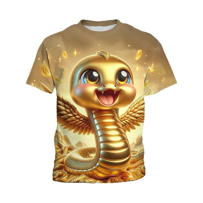 Terror Snake 3D Printed T-shirt Men's Animal Snake Pattern Round Neck Clothing Summer Fashion Street Casual Short Sleeve Tops