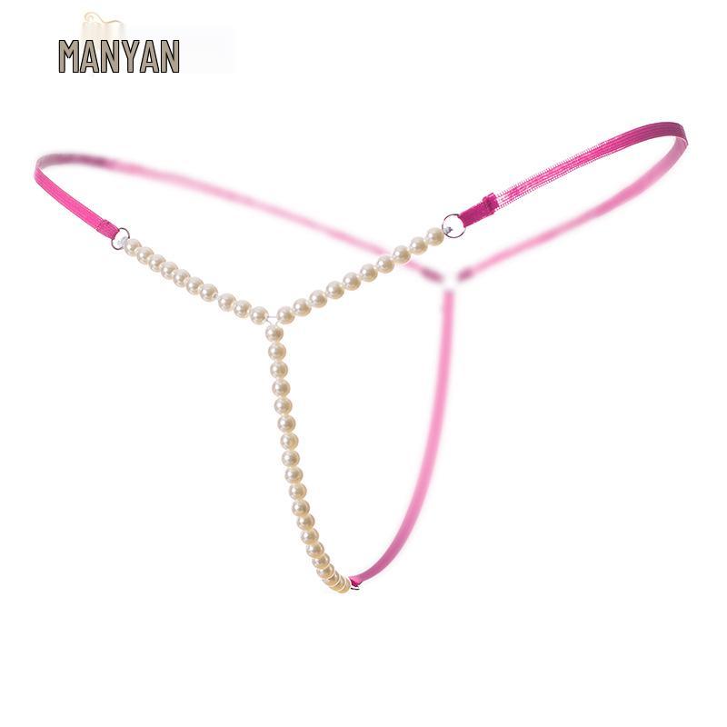 Элегантное прозрачное стринги с Т-образной спинкой и жемчужной отделкой для женщин