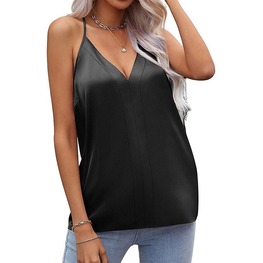 Women's Casual Solid Colour Sleeveless Neck V-Neck Camisole Slim Fit Tank Top