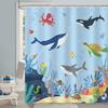 Океанская шторка для душа для детей Подводный мир Дельфин Рыба Синяя декоративная шторка для ванны Полиэстеровая ткань Стираемая шторка для ванной