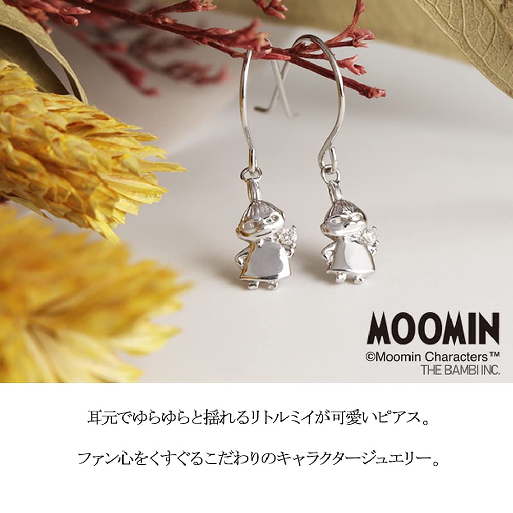 [Shinjuku Gin no Kura] Moomin Little My Swinging Diamond Hook Earrings (2-Piece Set) in Silver 925 for Women, Official Character Merchandise