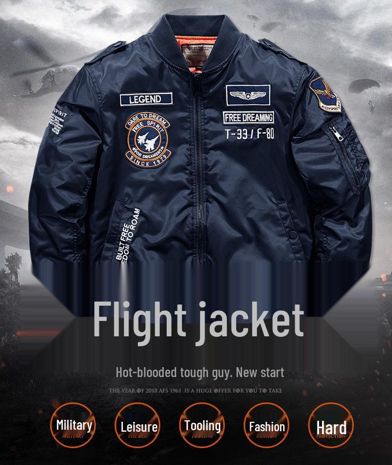 Мужская зимняя куртка большого размера со стойкой - Теплая, толстая хлопковая куртка-авиатор