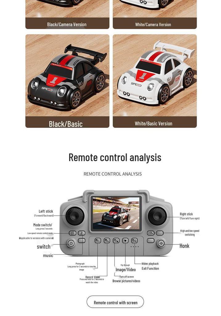 HD Remote Control Car with Real-time Transmission & Smart Sensing for Kids - Electric Drifting & Racing Toy