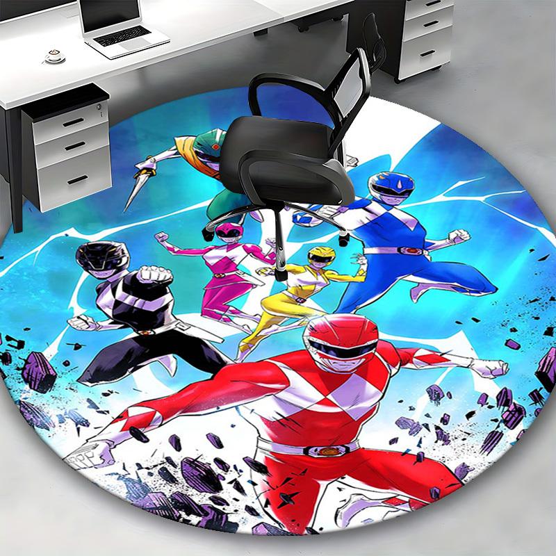 1 шт. Круглый ковер Power Rangers - Коврик для офисного кресла с дизайном из аниме, Нескользящий ковер для домашнего декора, Гостиной, Спальни