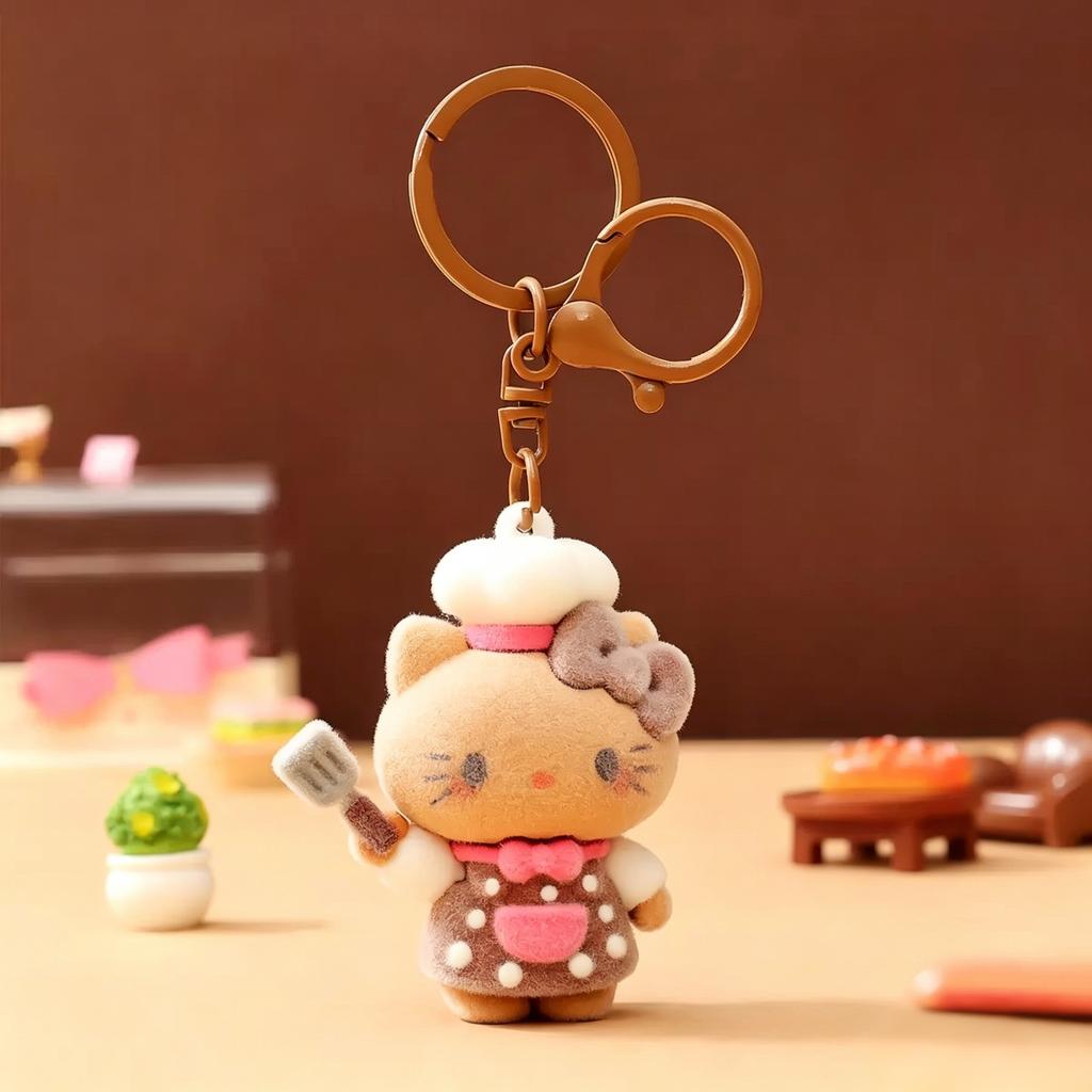 Chef Kitty Keychain Cartoon Bag Charms Backpack Purse Hanging Ornament Car Key Accessories Cute Gift for Girls Women