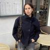 Женское короткое пальто из смесовой шерсти с воротником-стойкой на одной пуговице Повседневный шик Верхняя одежда 2025