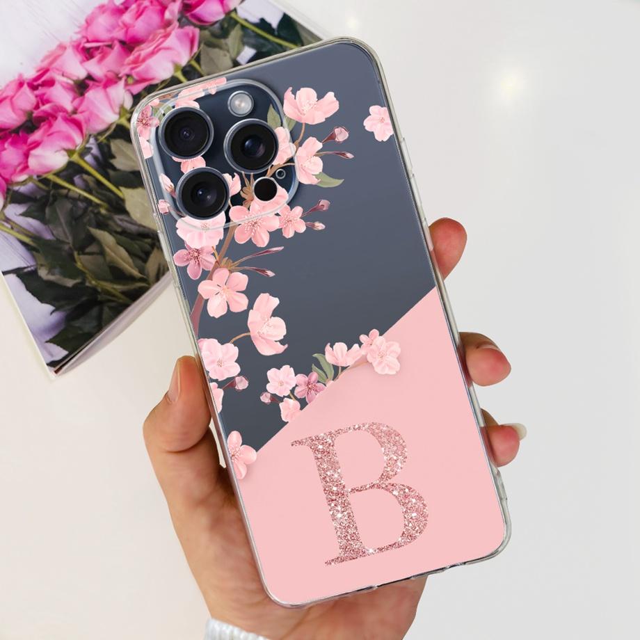 Чехол для iPhone 15 Pro Max Чехол для iPhone 15 Plus 15 Pro Задняя крышка Прозрачный Мягкий ТПУ Буква A ДО Z Чехол Для Apple iPhone15 15Pro Сумка