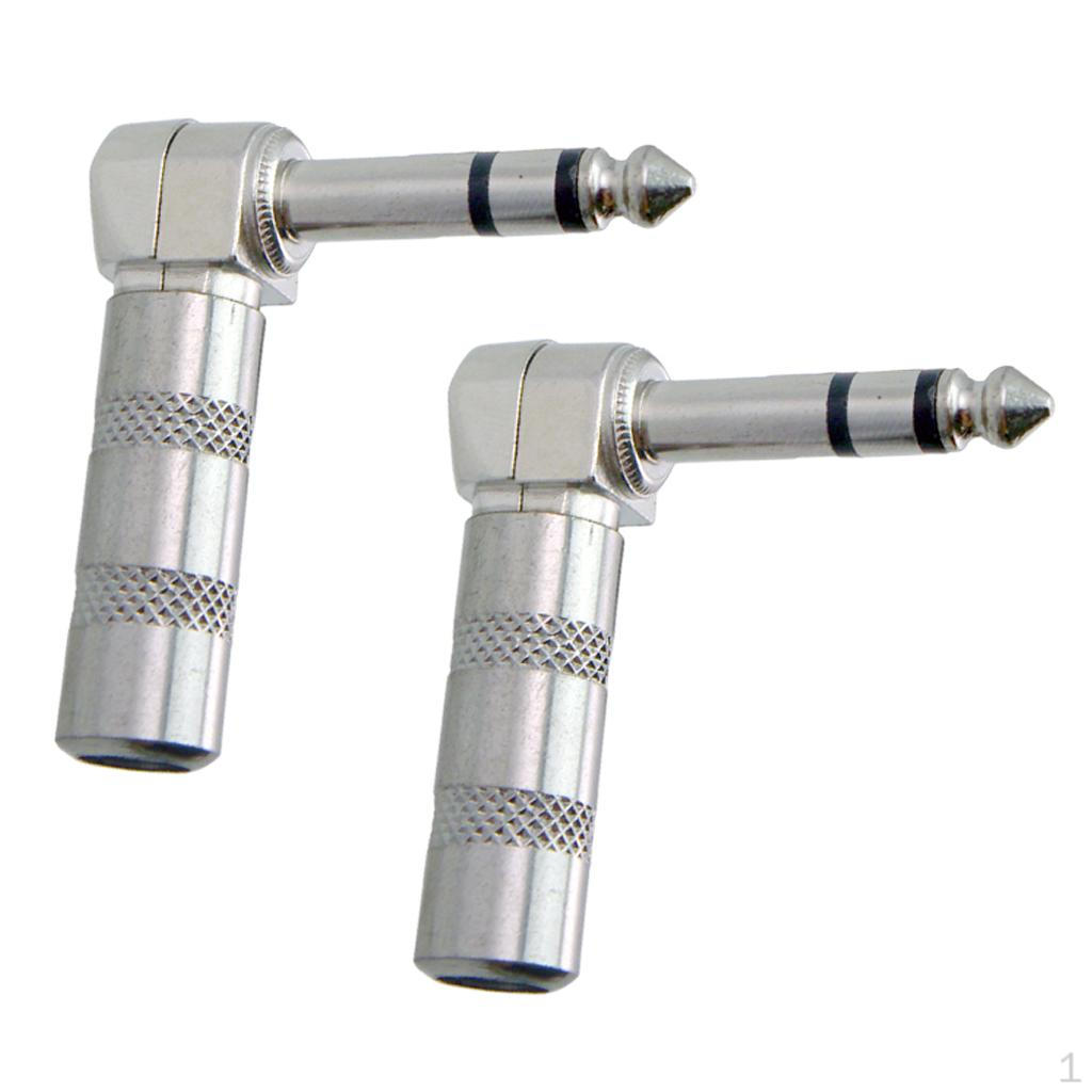 6.35mm 90 Degree Plug Socket Aux Audio Adapter for Guitar / Bass