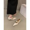 Flat Bottom Pointed Black Single Shoes Women's Shoes 2024 New Summer French Low Heel Temperament Mary Jane Small Leather Shoes