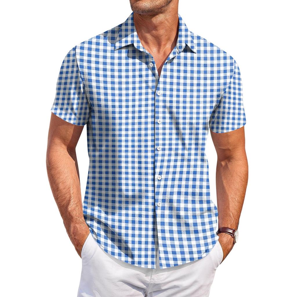 Men's Short Sleeve Casual Shirt with Festival Print, Fashion Novelty Summer Top for Parties, Vacation, Daily Wear.