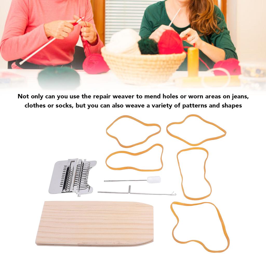Машина для штопки крючком, деревянная штопальная машина, носки, одежда, ткацкий станок для самостоятельного ремонта джинсов