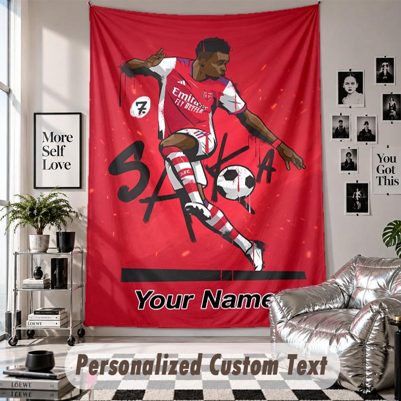 Custom Tapestry Wall Hanging, Bukayo Saka Personalized Name Text Home Wall Decor