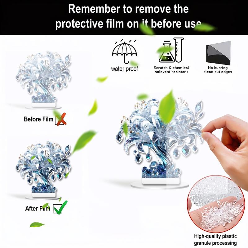 Акриловая 2D Плоская Хрустальная Лилия Роза Цветок Настольное Украшение Подходит Для Кафе Комнаты Витрины Гостиной Офиса Декор Подарок