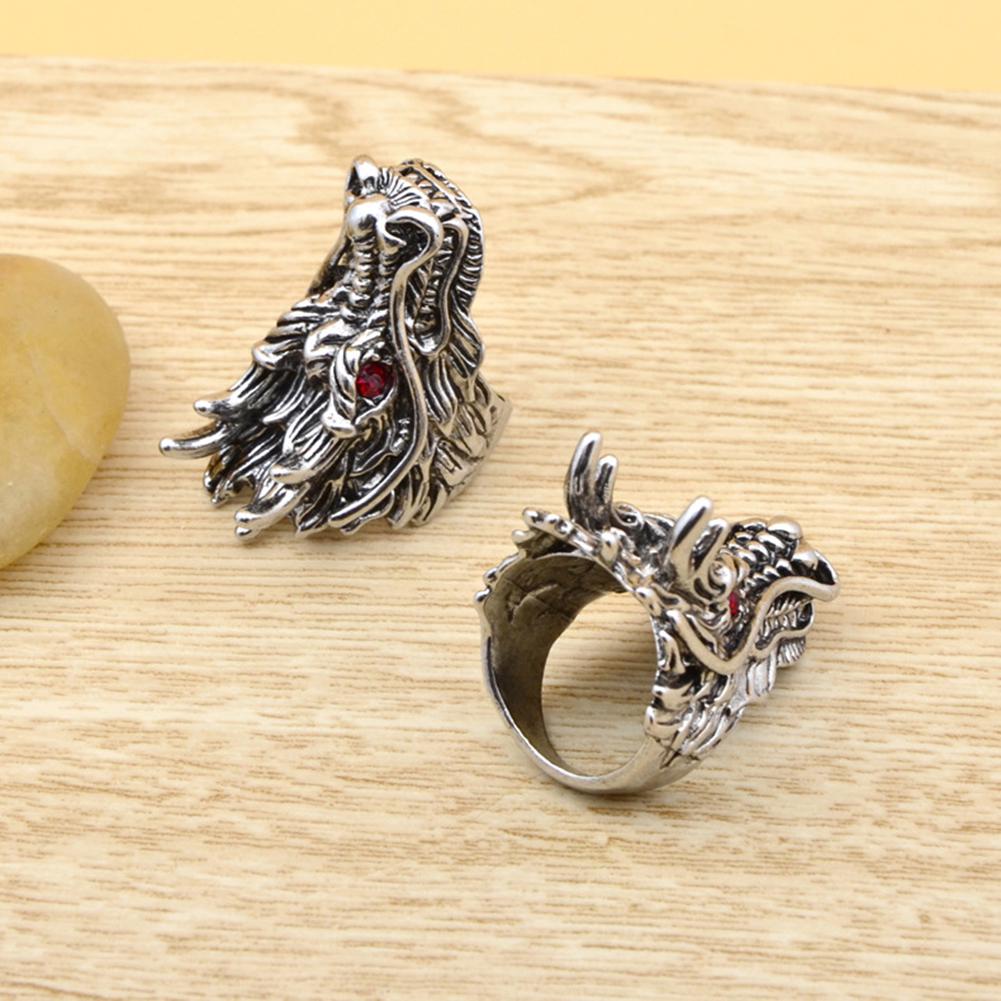 Панк-мужское кольцо с кубическим цирконием, инкрустированное резной головой дракона, кольцо на палец, вечерние ювелирные аксессуары, подарки