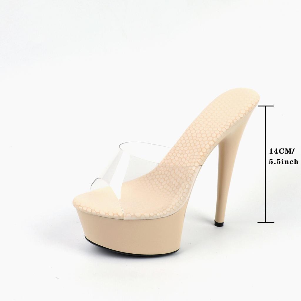 Женская обувь, весенние пикантные сандалии на прозрачном каблуке, тапочки, обувь для вечеринок и клубов, каблук 14 см, платформа 4 см LFD-B3665