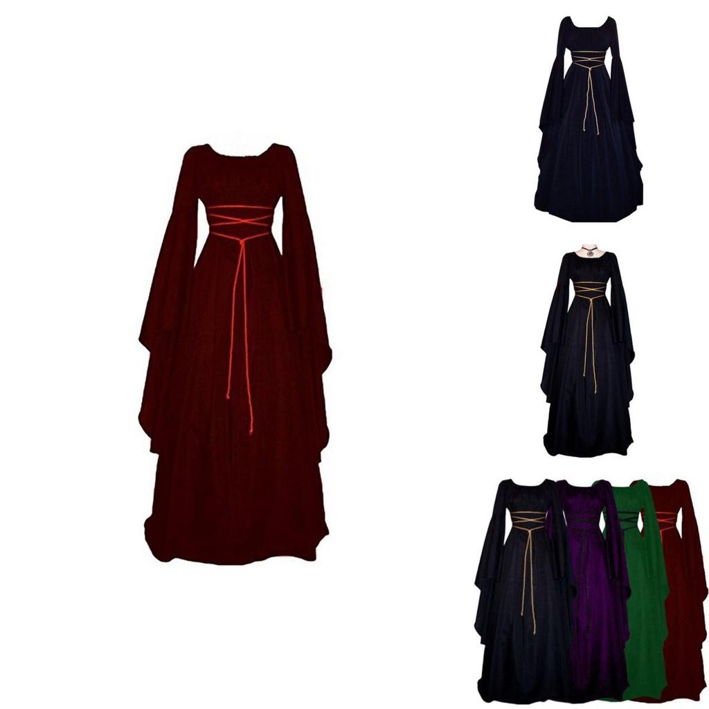 Роскошное средневековое платье в пол, идеально подходящее для свадеб и маскарадных вечеринок
