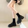French Platform Thick Heel British Style Small Leather Shoes Women's 2025 New Spring One-pedal Single Shoes Black Loafers