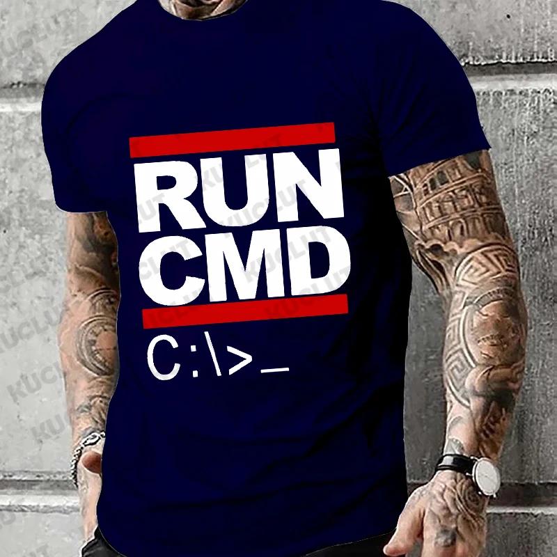 Мужские футболки Run Cmd Computer Programmer футболки забавный подарок на день рождения для мужчины бойфренда мужа лето 2024 футболка с коротким рукавом