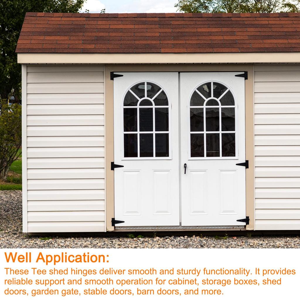 uxcell Iron T-Shaped Gate Hinges for Wooden Barn Fence Garden Doors, 250mm, Black, Pack of 4