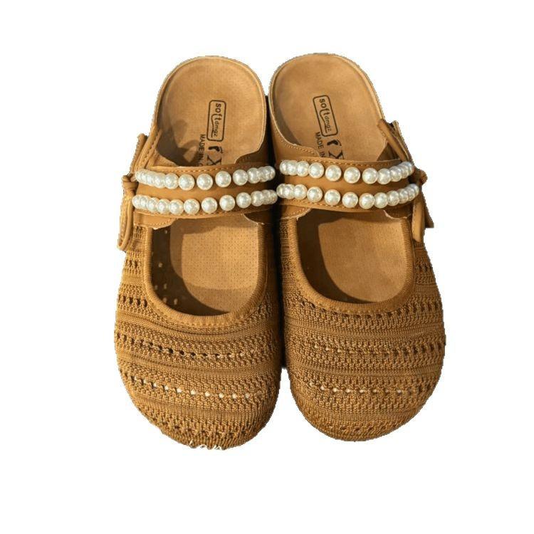 Platform-soled Boken Shoes Bag Head Half Slippers Women's Outer Wear 2025 New Spring and Summer One-pedal Pregnant Women Mary Jane Cool Slippers