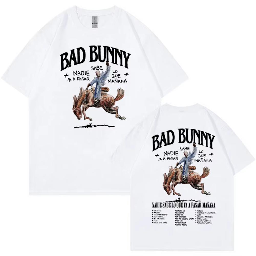 Bad Bunny Most Wanted Tour T Shirts Nadie Sabe Lo Que Va Pasar Manana Hip Hop Clothing Tshirt Men Vintage Cotton Tee