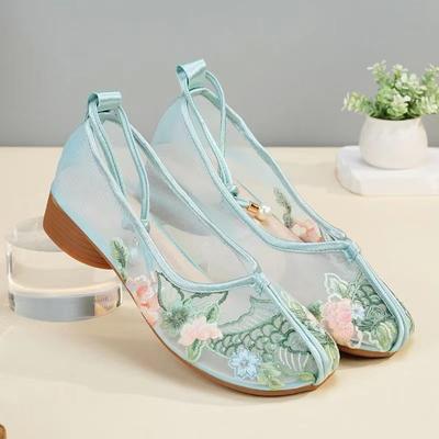 Летняя новая сетчатая дышащая ретро элегантная обувь Hanfu женские сандалии на плоской подошве с мягкой подошвой этническая ветровая верхняя одежда обувь для мам