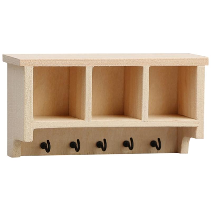 Hanger Wooden Miniature Accessories Wall Mounted Shelf Storage Solution For 1/12 Scale Tiny Rooms