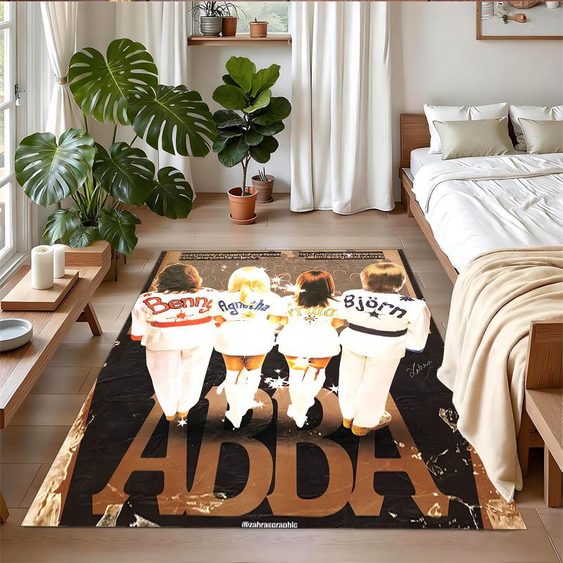 ABBA Print Crystal Velvet Plush Rug Anti?Slip Wear?Resistant Floor Carpet For Indoor Household Home Decoration