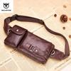 BULLCAPTAIN Real Leather Waist Packs Fanny Pack Belt Bag Phone Pouch Bags Travel Waist Pack Male Small Waist Bag Leather Pouch