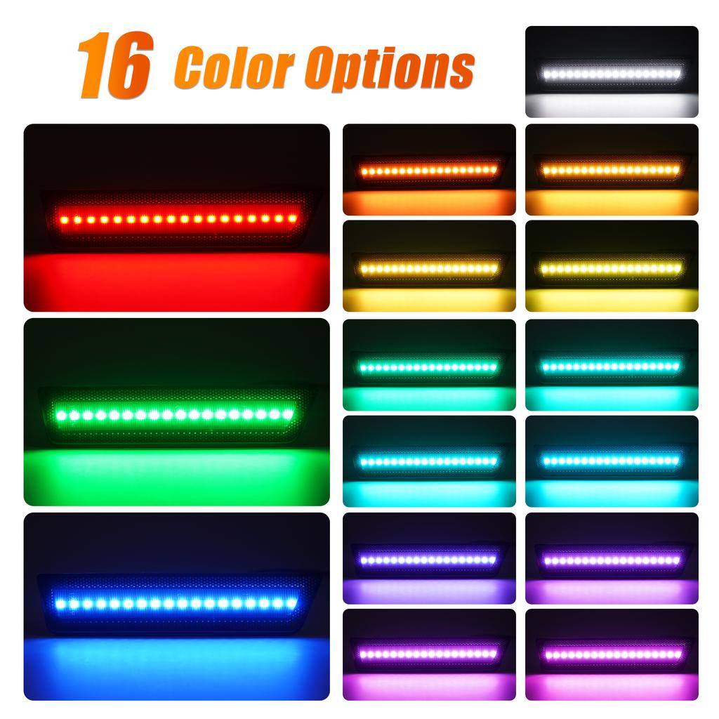 US Stock RGB LED Side Marker for Dodge Challenger 2008 2014 for Dodge Charger 2011 2014 Remote Control Front Rear Reflector Lamp