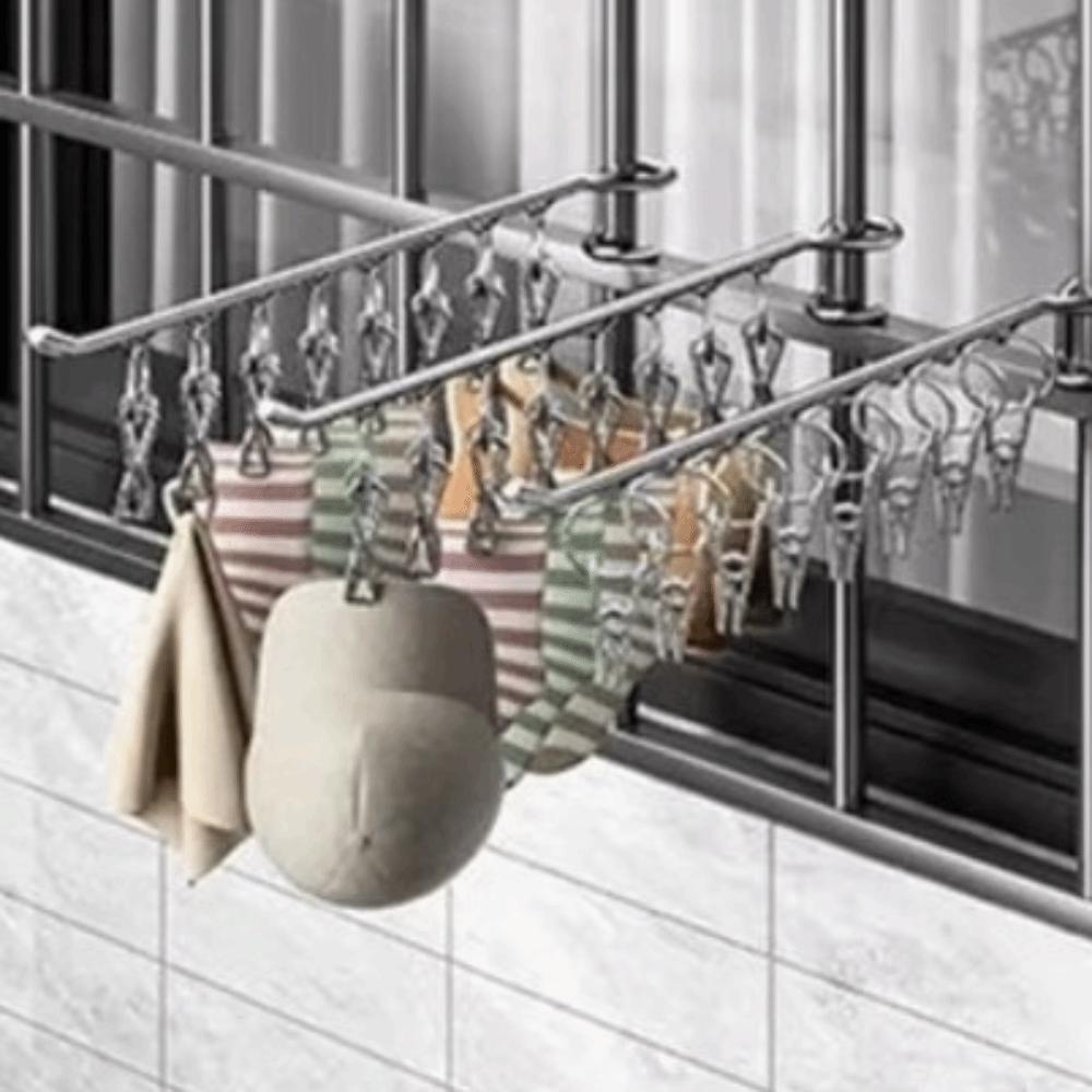8/10 Clips Socks Drying Rack Stainless Steel Laundry Hanger Durable Clothes Hanger Indoor