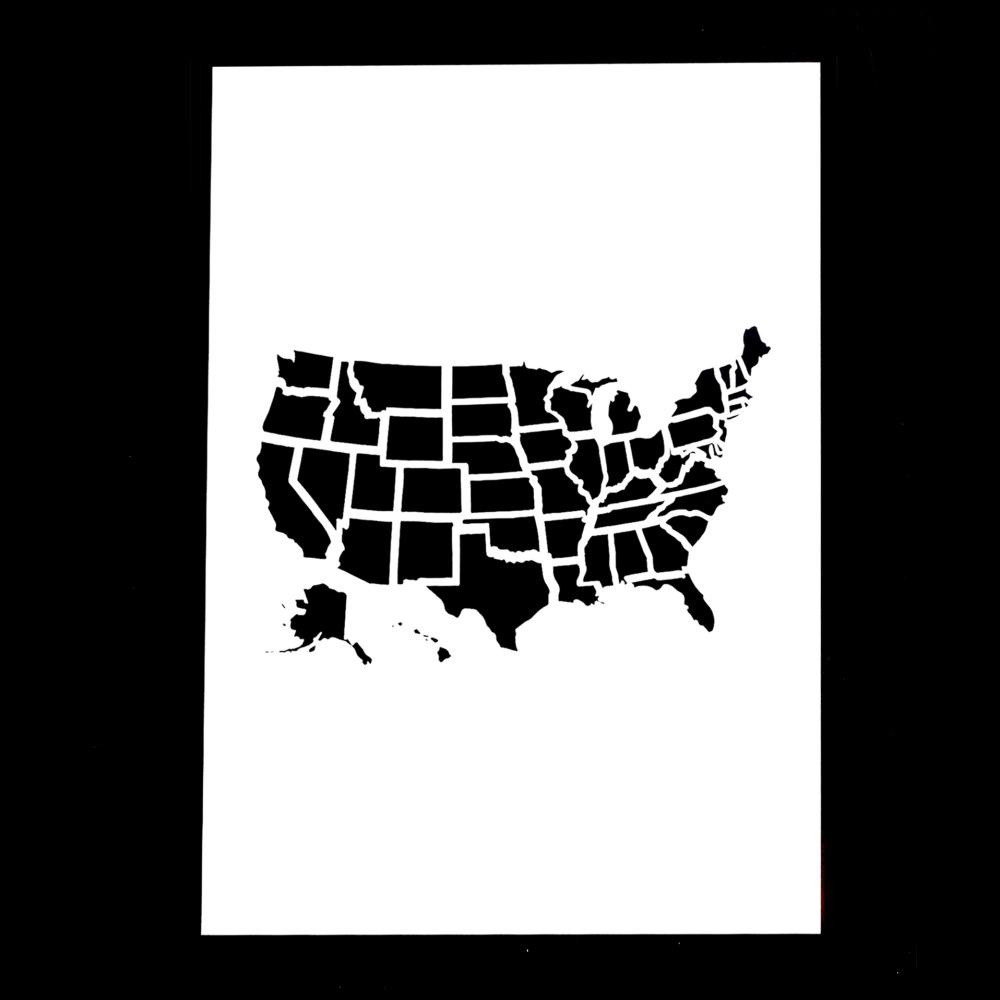 A4 Size Decorative Reusable Map of America Stencil Template Painting Stencils for DIY Crafts Scrabooking Painting On Wood,Canvas,Floor,Wall and Tile