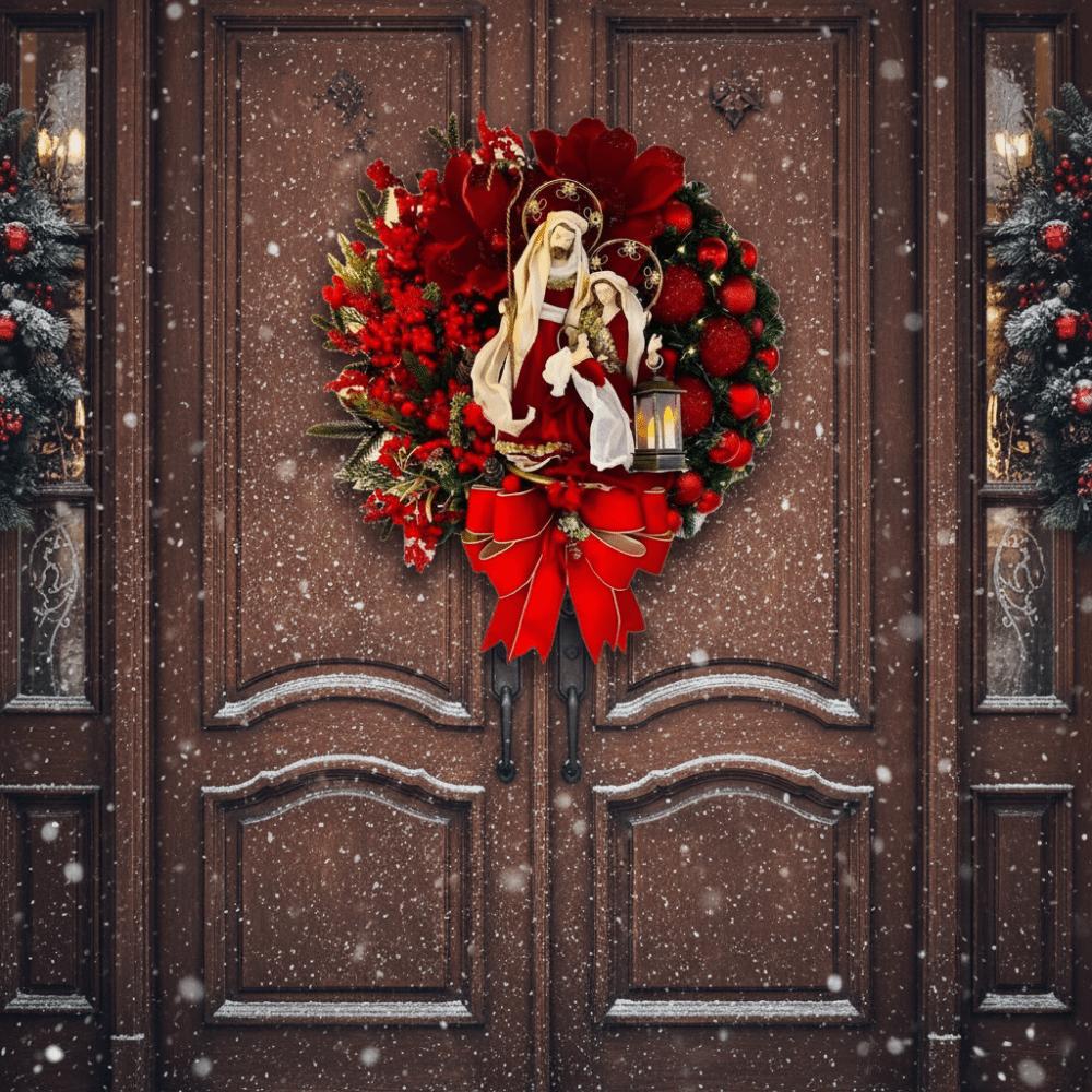 Деревянный Рождественский Венок 2D Рождественские Украшения Подвеска на Дверь Искусственная Гирлянда С Рождеством
