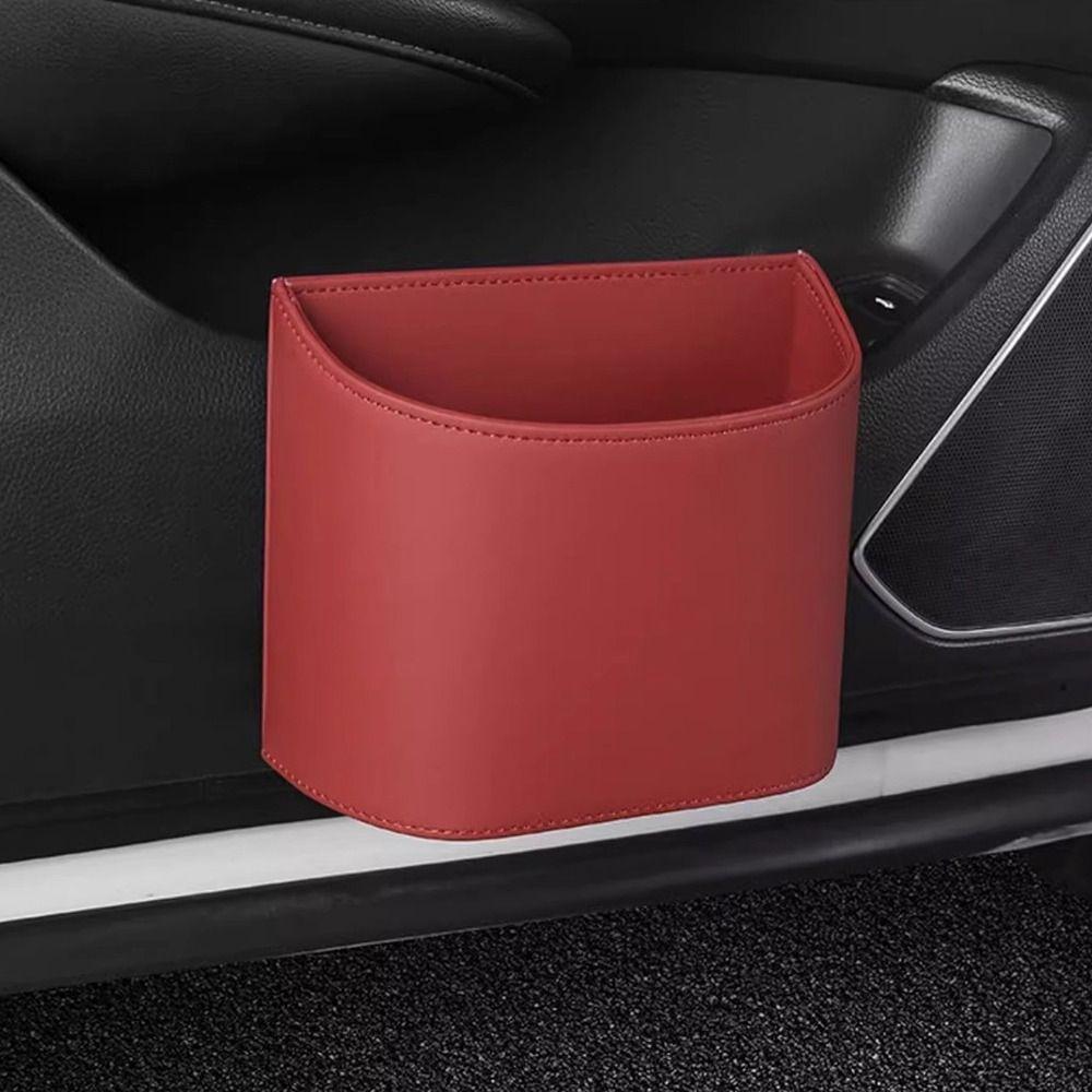 Waterproof Car Trash Can Leather Rubbish Bucket Multi-functional Car Backseat Storage Box Sundries