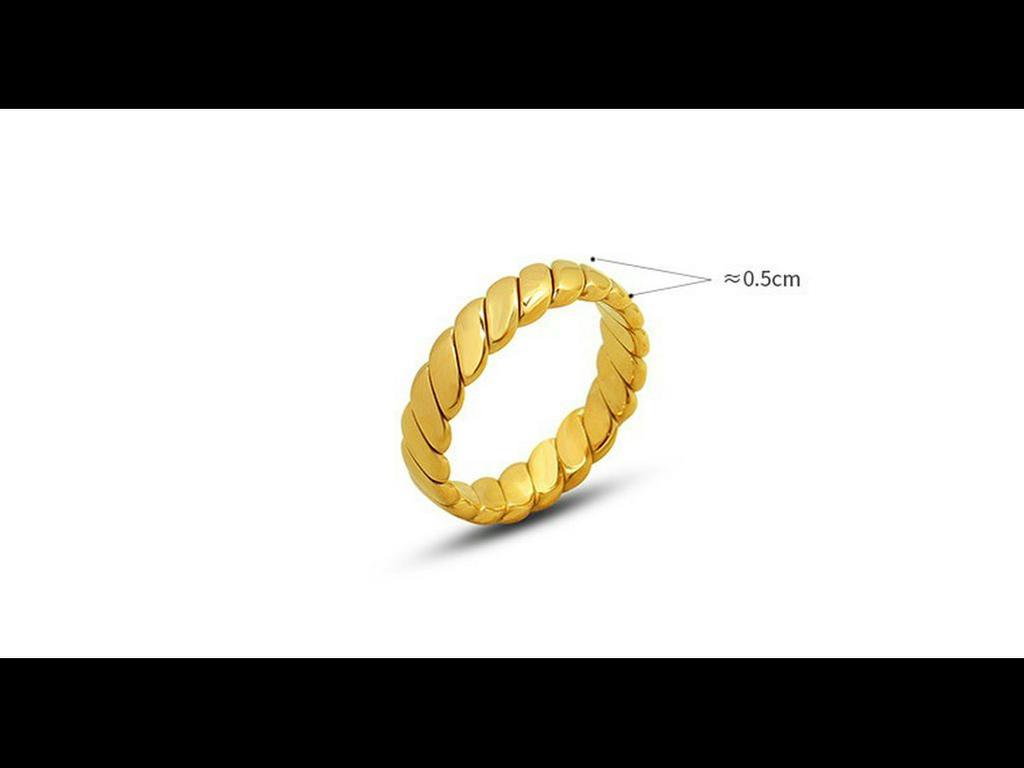 Кольцо с геометрическим узором во французском стиле: Позолоченная 18-каратная титановая сталь, легкие роскошные ретро-ювелирные изделия