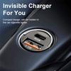 200W Mini Car Dual Port USB Charger Lighter Fast Charging Lighter Socket 100w PD Usb Type C Dual Ports Invisible Metal Charger