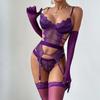 Ellolace Фиолетовый Эротическое Белье Полные Сексуальные Наряды Sissy G-String Thongs Кружева Секс Костюм Чулки Фэнтези Взрослый Babydoll