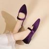 Fashion New Fashion Women's Pointed Toe Flat Shoes with Velvet Matte Finish Single Women Comfort Loafers Shoes Leather Mary Jane Shoes