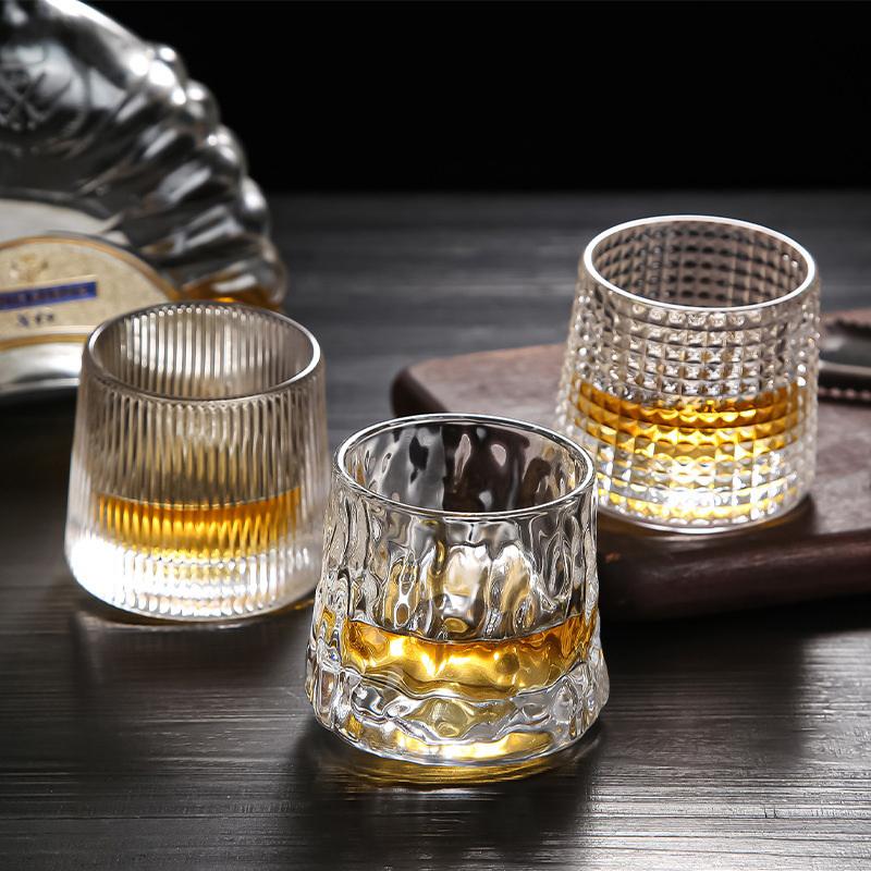 Креативные стаканы для виски, прочная вращающаяся стеклянная посуда, коктейли, вино, бренди, кружка для воды, сока, чая, стакан для вечеринки
