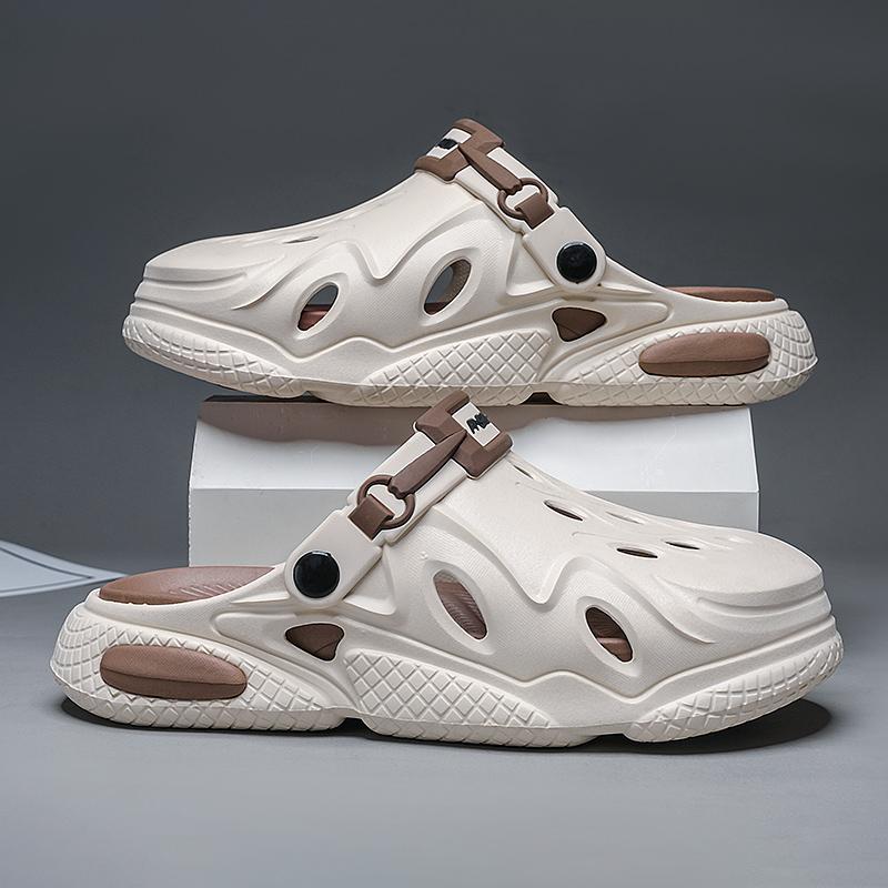 Летние пляжные мужские сандалии Дышащие мужские повседневные туфли Обувь с отверстиями Легкие клоги Дом Сад Улица Мужские плоские шлепанцы Большой размер 38-47
