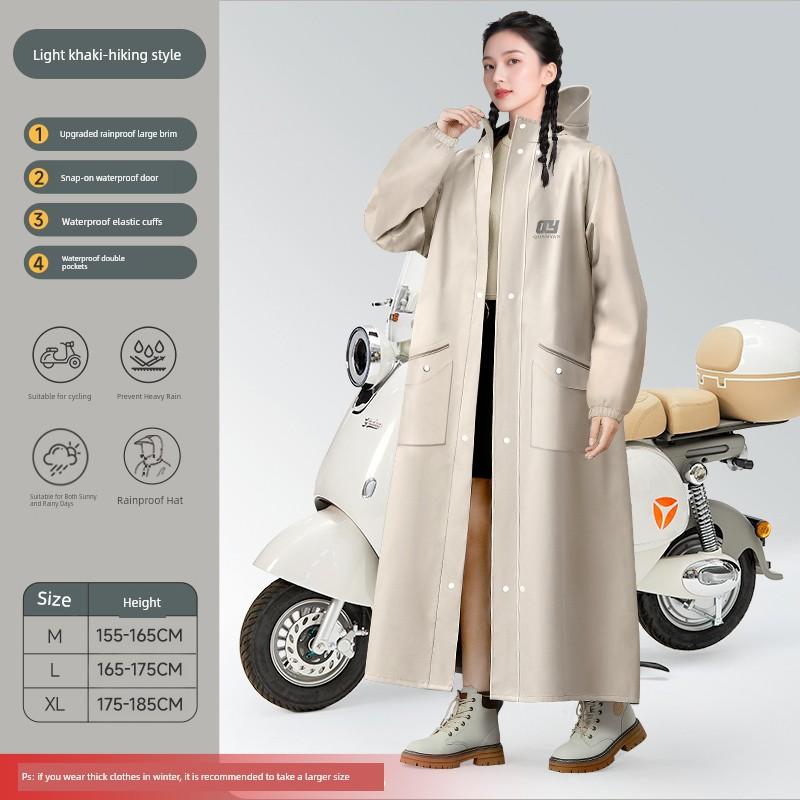 Electric Vehicle Raincoat for Women, Single-Person, Long Style, Full-Body Storm-Proof, Suitable for Adults, Outdoor Wear, Hiking, Mountaineering