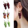 1 PC Grape Cluster Earrings Women Hook Earrings Fruit Earrings Faux Crystal Hanging Earrings Party Club Dangling Earrings