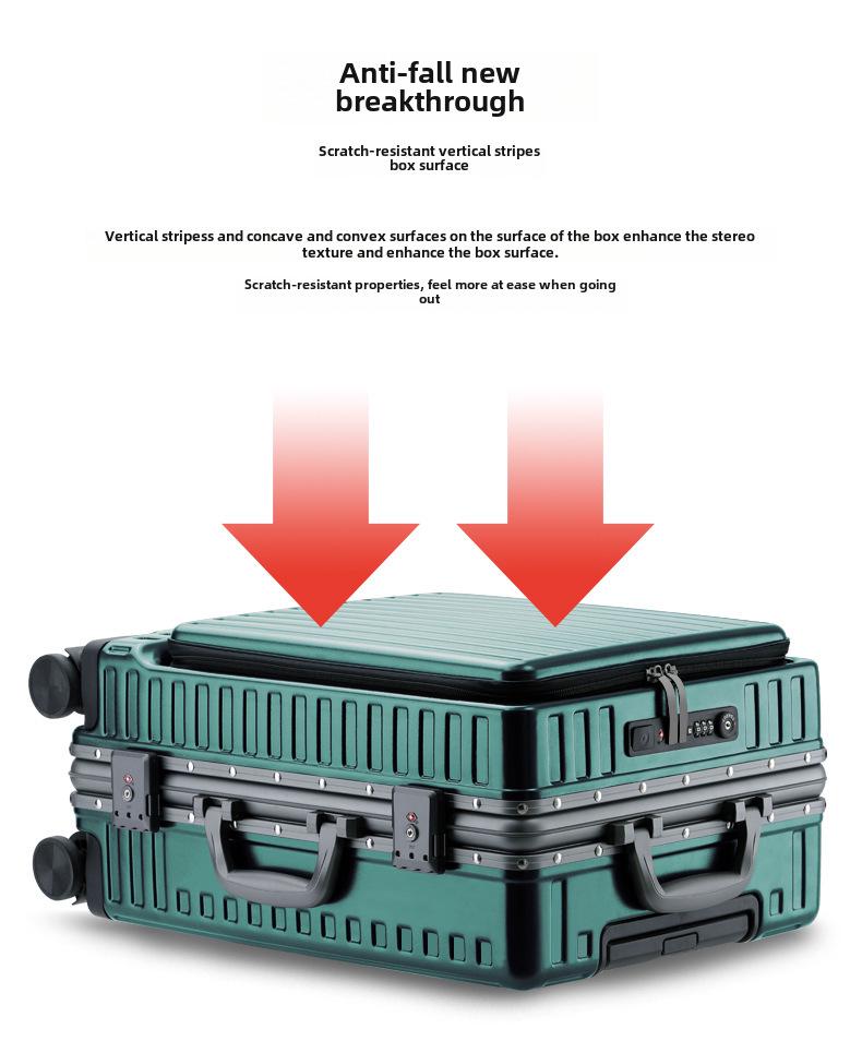 Aluminum Frame Front-Opening Multifunctional Suitcase with Password Lock