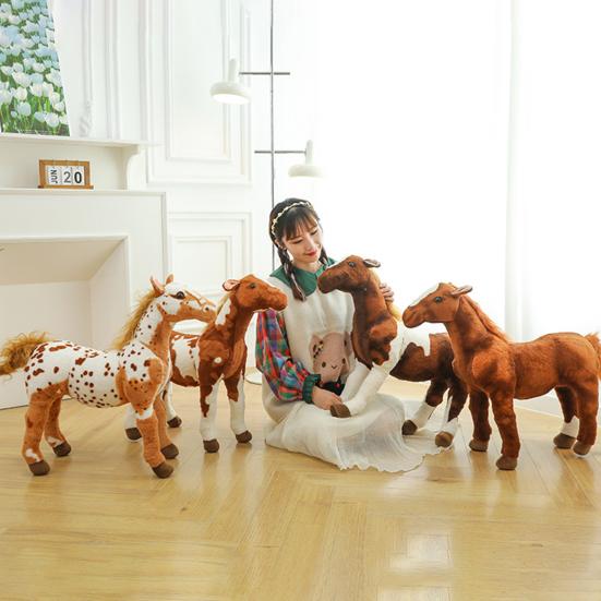 Имитация плюшевой игрушки лошади, мягкая игрушка пони, плюшевая игрушка, талисман года лошади, кукла, развивающая игрушка, украшение для дома, спальни, праздничный подарок