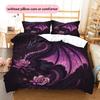 Purple dragon  Pattern Bedding Quilt Set Quilt Cover Pillowcase Home Decoration  Gift (1 * duvet cover + 2 * pillowcase, without core)