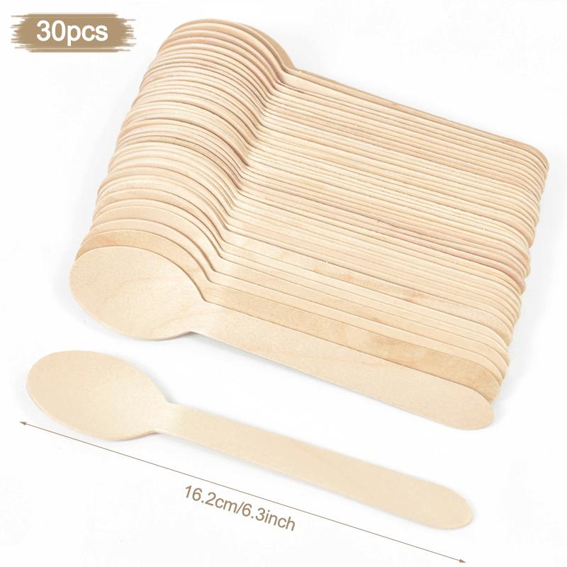 Disposable Wooden Spoon Fork Knife Cutlery Set Rustic Wedding Birthday Party Tableware Decoration Supplies Dessert Cake Scoop