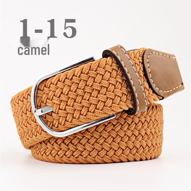 Korean Style Elastic Braided Canvas Belt with Pin Buckle for Men and Women