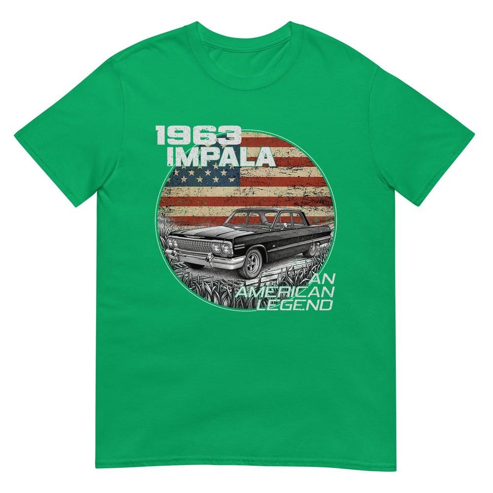 Флаг США 1963 63 Impala Силуэт Muscle Car Футболка