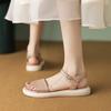 Летние новые повседневные сандалии на платформе женские резиновая мягкая подошва большой размер студенческие с круглым носком удобные нескользящие сандалии на одной перемычке женские