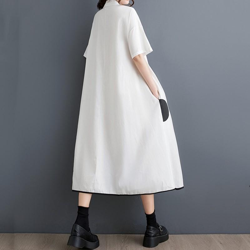 Short Sleeve Plus Size Cotton Vintage New In Dresses for Women Casual Loose Long Summer Shirt Dress